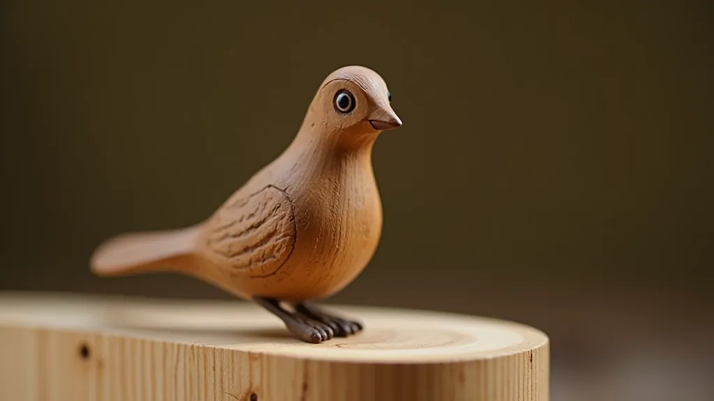 Small carved wooden animal figurine with simple details on natural wood